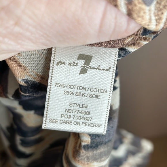 7 For All Mankind Animal Print Sleeveless Cami V Neck Casual Blouse - Picture 5 of 6